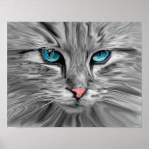 Niedliche Katzenaugen mit Aquarellmalerei Art Poster