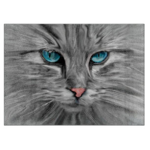 Niedliche Katzenaugen mit Aquarellmalerei Art Schneidebrett