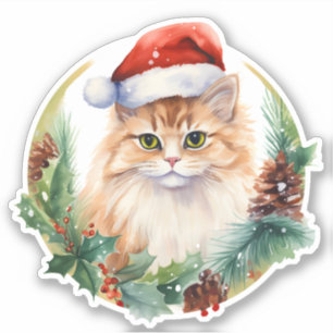 Niedliche Katzenbeeren und Kiefernkiefer Aufkleber