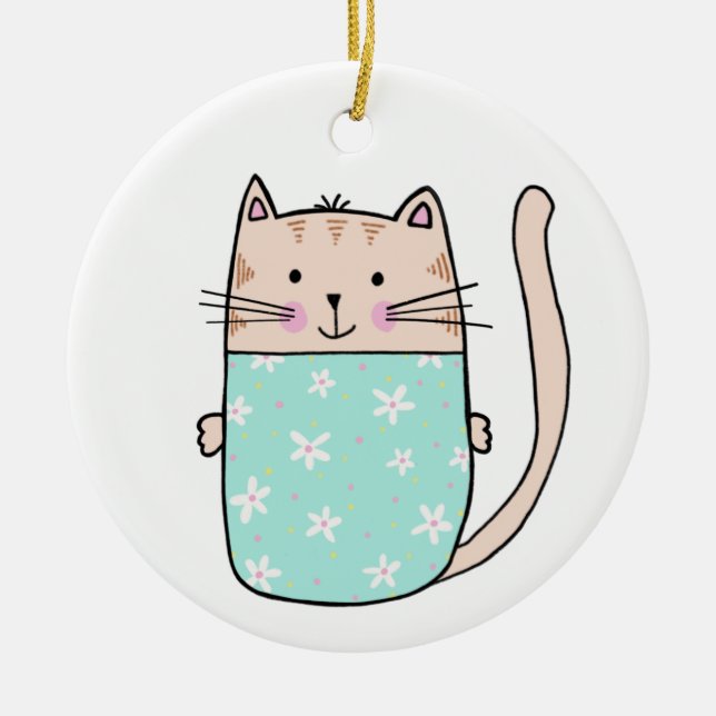 Niedliche Katzenbilder Keramik Ornament (Vorne)