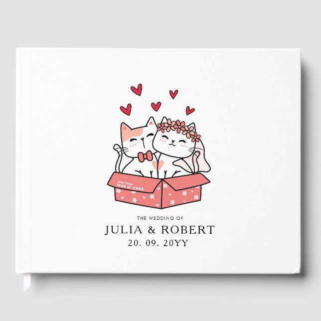 Niedliche Katzenbräune und Hochzeit Gästebuch (Vorderseite)
