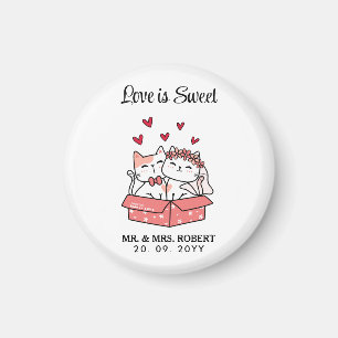 Niedliche Katzenbräune und Hochzeit Magnet