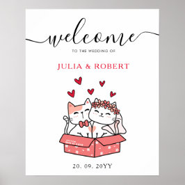Niedliche Katzenbräune und Hochzeit Poster