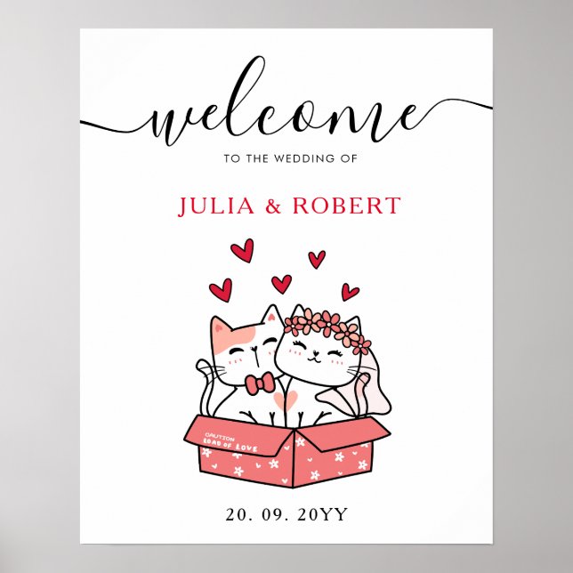 Niedliche Katzenbräune und Hochzeit Poster (Vorne)