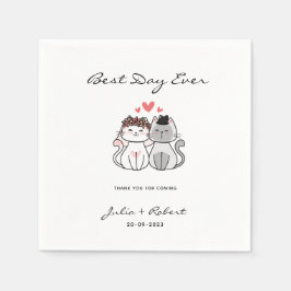 Niedliche Katzenbräune und Hochzeit Serviette