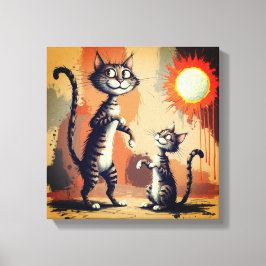 Niedliche Katzencharaktere Art Leinwanddruck