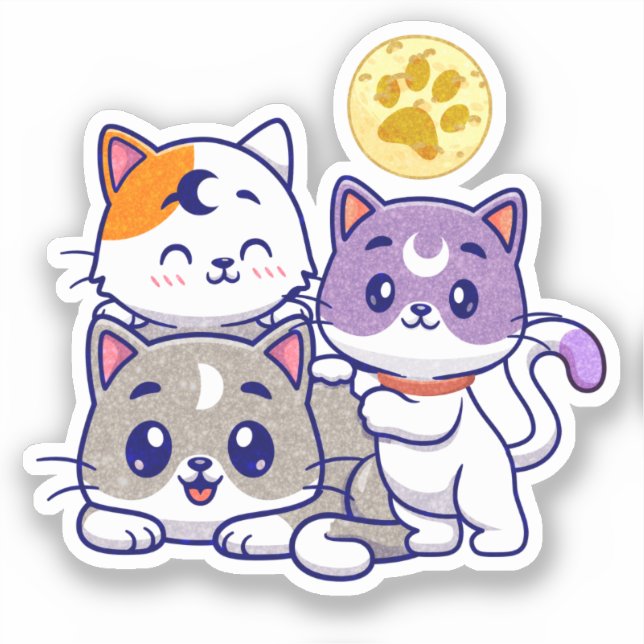 Niedliche Katzenfamilie Aufkleber (Vorderseite)