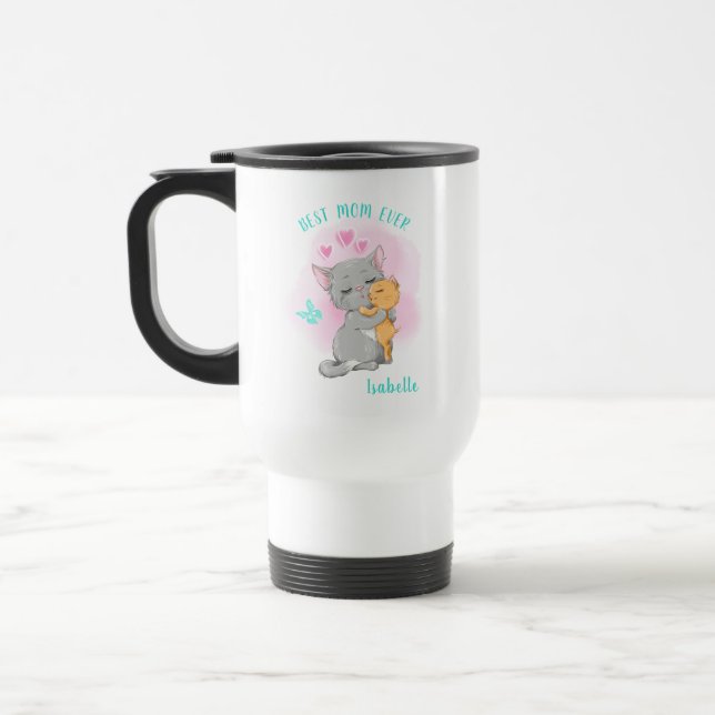 Niedliche Katzenfamilie, Kindergeschenk, beste Mut Reisebecher (Links)