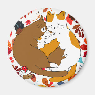 Niedliche Katzenfamilie Magnet
