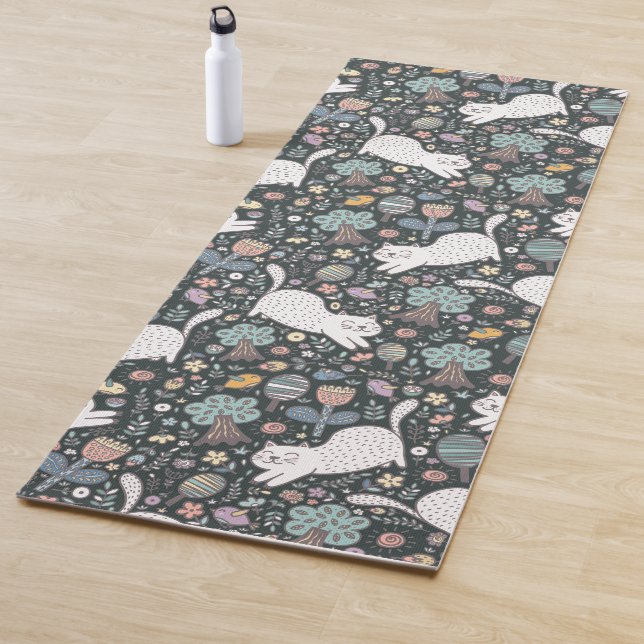Niedliche Katzenflora Yogamatte (Beispiel)