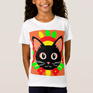 Niedliche Katzengesicht Vibrant Illustration T-Shirt