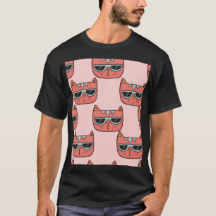 Niedliche Katzengesichter, nahtlose Muster. T-Shirt