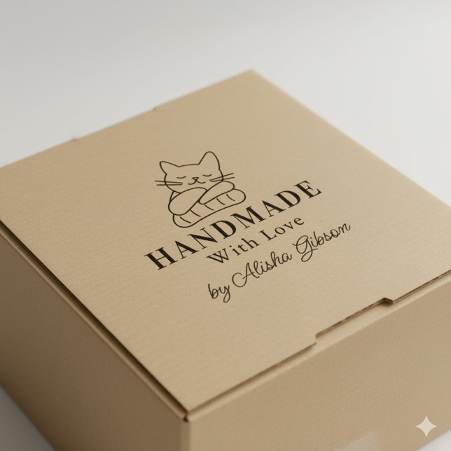 Niedliche Katzenhandgefertigt mit Liebe, Briefmark Permastempel (Von Creator hochgeladen)