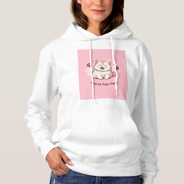 Niedliche Katzenhose - rosa Stil Hoodie (Vorderseite)