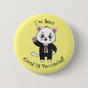 Niedliche Katzenkatze im Anzug Cartoon Button