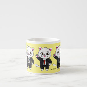 Niedliche Katzenkatze im Anzug Cartoon Espressotasse