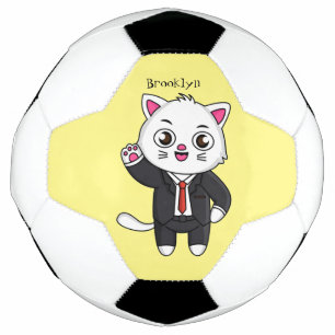 Niedliche Katzenkatze im Anzug Cartoon Fußball