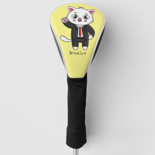 Niedliche Katzenkatze im Anzug Cartoon Golf Headcover