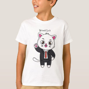 Niedliche Katzenkatze im Anzug Cartoon T-Shirt