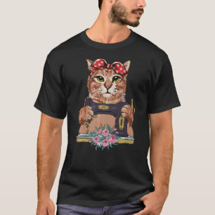 Niedliche Katzenkatze Nähmaschine Nähmaschine Katz T-Shirt