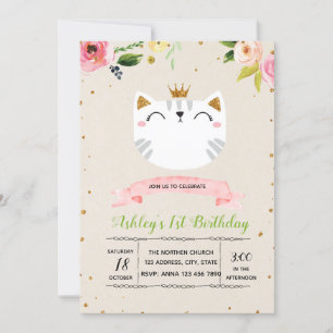 Niedliche Katzenkatze-Party Einladung