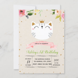 Niedliche Katzenkatze-Party Einladung