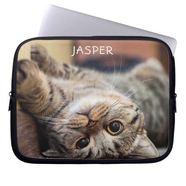 Niedliche Katzenkatze Personalisiert Laptop-Sieb Laptopschutzhülle (Vorderseite)
