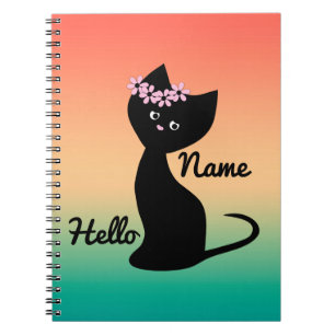 Niedliche Katzenkatze personalisiert Sommergradien Notizblock