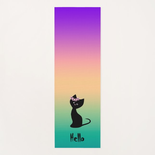 Niedliche Katzenkatze personalisierter Sommerverla Yogamatte (Vorderseite)