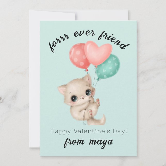 Niedliche Katzenklasse Valentinkarte Feiertagskarte (Vorderseite)