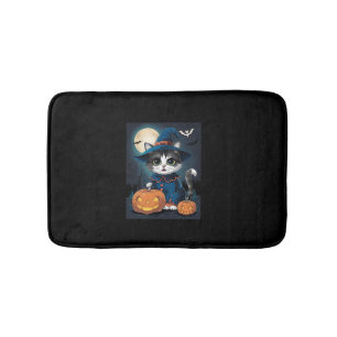 Niedliche Katzenkostüme Halloween und Kürbiskürbis Badematte