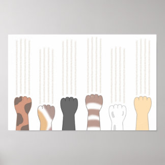 Niedliche Katzenkrallen, die Kratzer hinterlassen. Poster