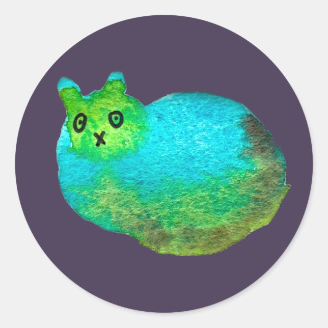 Niedliche Katzenkunstdarstellung Runder Aufkleber (Vorderseite)