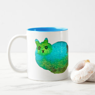 Niedliche Katzenkunstdarstellung Zweifarbige Tasse