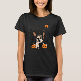 Niedliche Katzenkürbis Kätzchen Holding Broom Hall T-Shirt