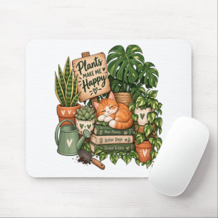 Niedliche Katzenliebhaberin von Pflanzen – Pflanze Mousepad