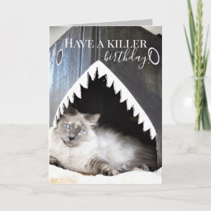 Niedliche Katzenmörder Birthday Grußkarte Karte