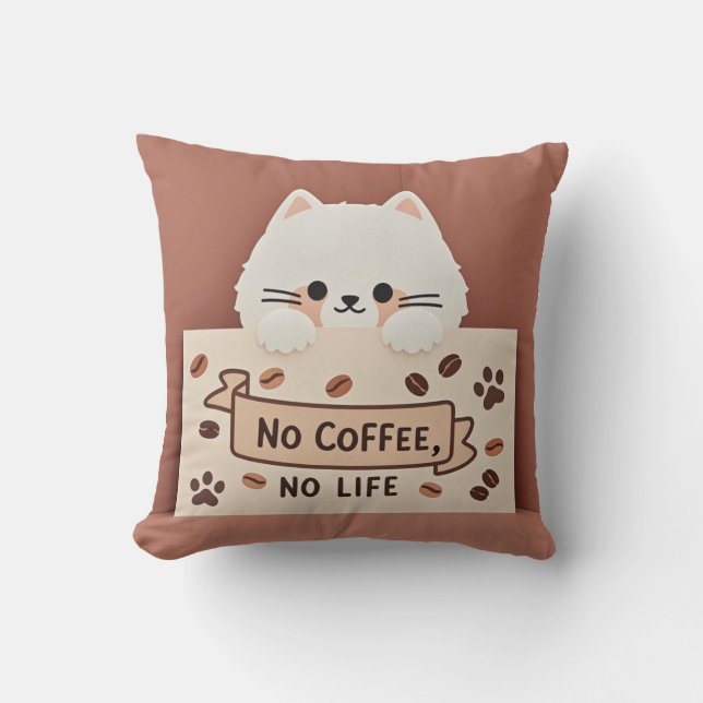 Niedliche Katzenpasten und Kaffeebohnen Kissen (Vorderseite)