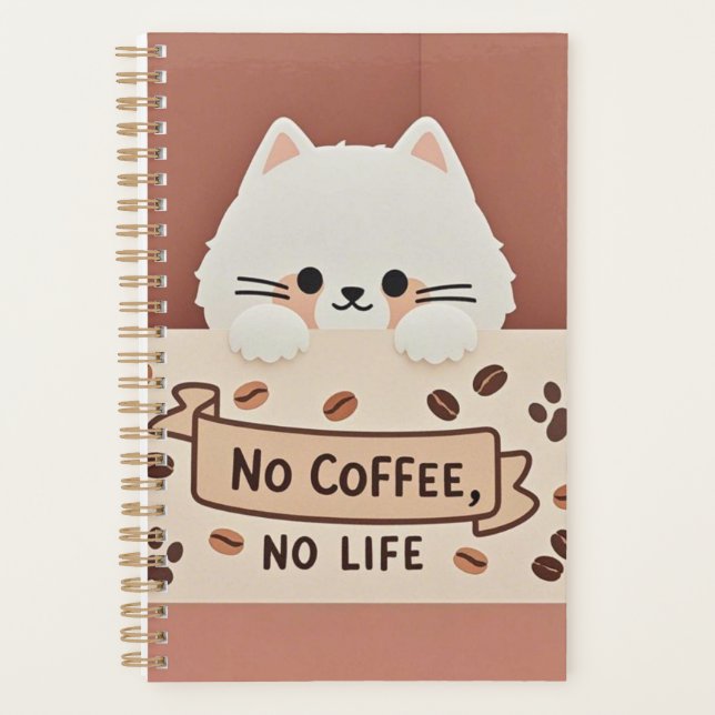 Niedliche Katzenpasten und Kaffeebohnen Planer (Vorderseite)