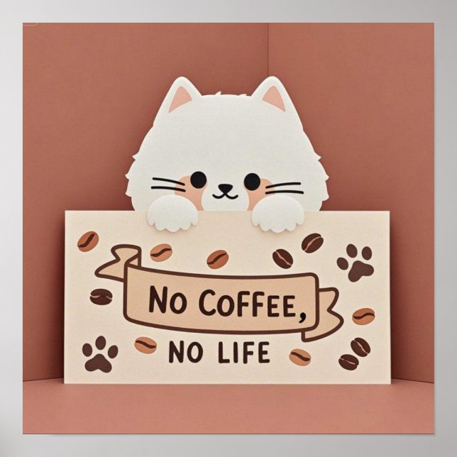 Niedliche Katzenpasten und Kaffeebohnen Poster (Vorne)