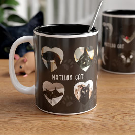 Niedliche Katzenpaw druckt Pet Foto Collage Kaffee Zweifarbige Tasse