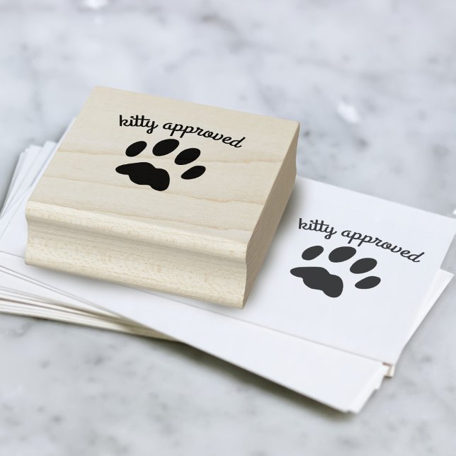 Niedliche Katzenpaw Print Kitty Approved Kautschuk Gummistempel (Purrfect stamp for the cat loving mom. Everything should be kitty approved)