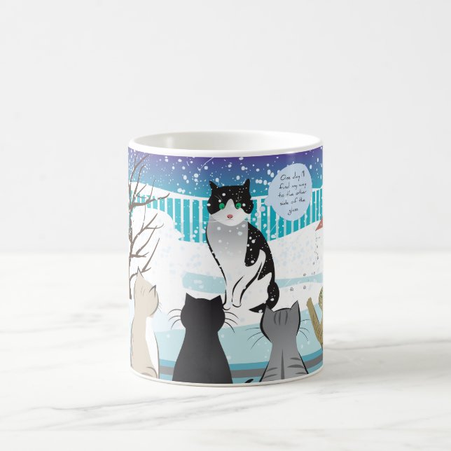 Niedliche Katzenprint-Tasse (Aqua) Kaffeetasse (Mittel)