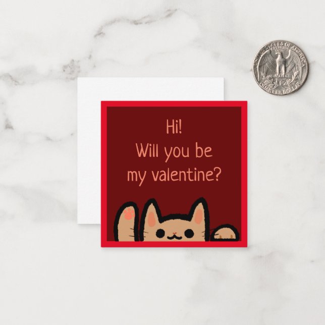 Niedliche Katzenvalentine Mitteilungskarte (Vorderseite/Rückseite Beispiel)