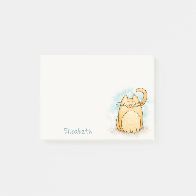 Niedliche Katzenwasserfarbe - Personalisierte Post Post-it Klebezettel (Vorderseite)