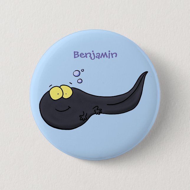 Niedliche Kaulquappen-Cartoon-Abbildung Button (Vorderseite)