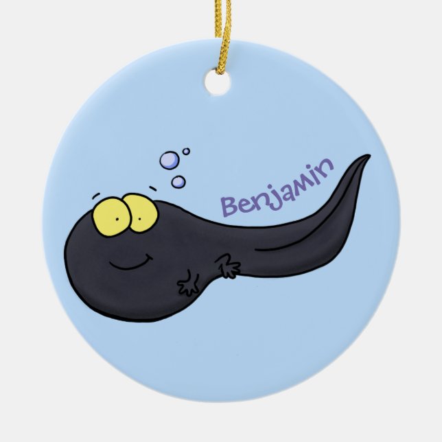 Niedliche Kaulquappen-Cartoon-Abbildung Keramik Ornament (Vorne)