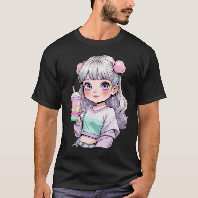 ✨ Niedliche Kawaii Anime Girl Bubble Tee (Vorderseite)