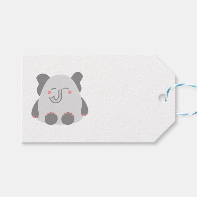 Niedliche kawaii-artige Tiere Elefantenmarke Geschenkanhänger (Vorderseite (Horizontal))