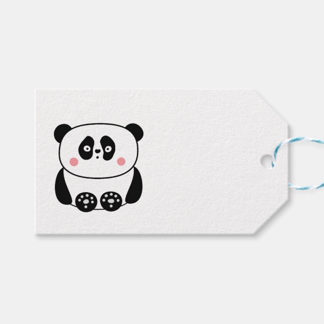 Niedliche kawaii-artige Tiere Panda-Geschenkmarke Geschenkanhänger (Vorderseite (Horizontal))